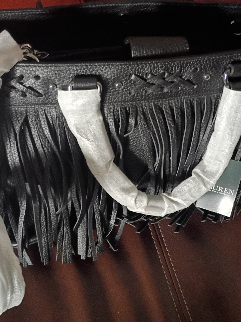 Polo by Ralph Lauren Black Fringe Tote